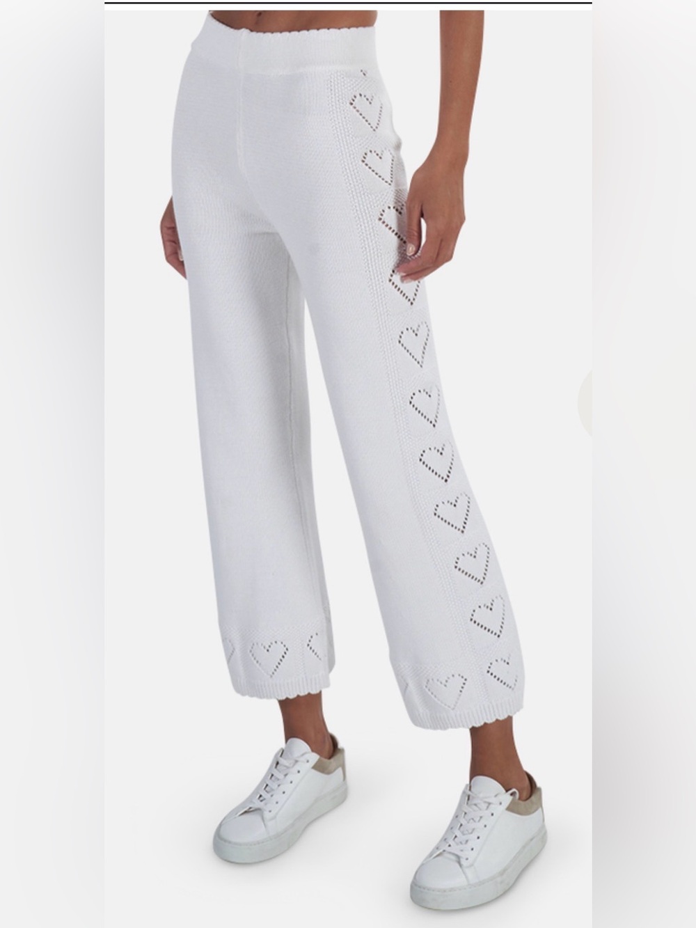 LoveShackFancy Toro Pant - Heart-Accent Cropped Wide-Leg Pants